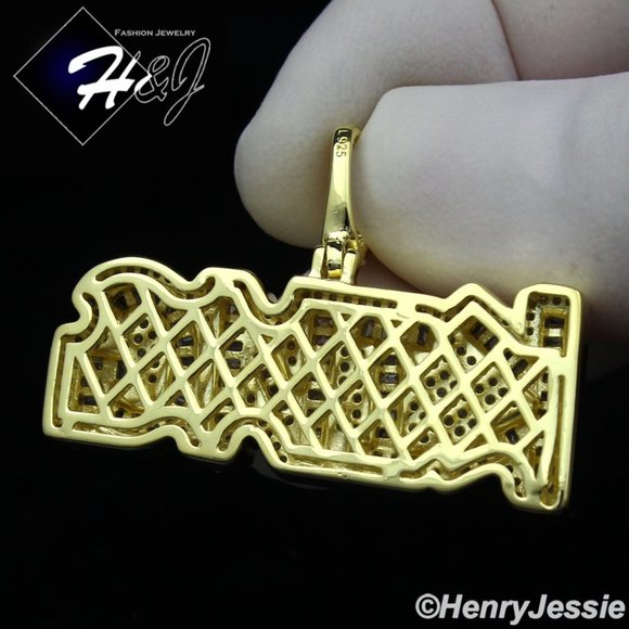 925 STERLING SILVER ICY GOLD KING LETTER PENDANT